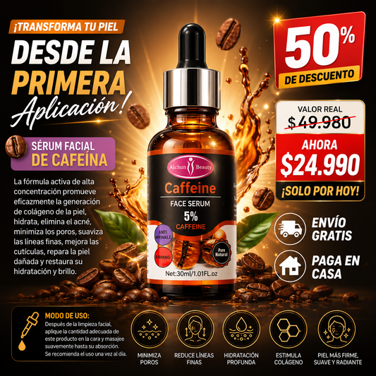 Sérum Facial de Cafeína 5% – Hidratante y Antienvejecimiento