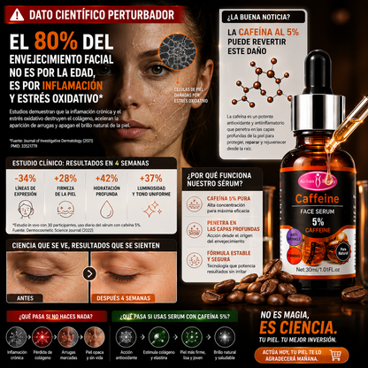 Sérum Facial de Cafeína 5% – Hidratante y Antienvejecimiento