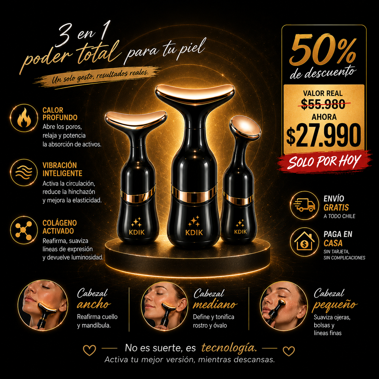 Masajeador eléctrico facial 3 en 1 Aminel producto principal