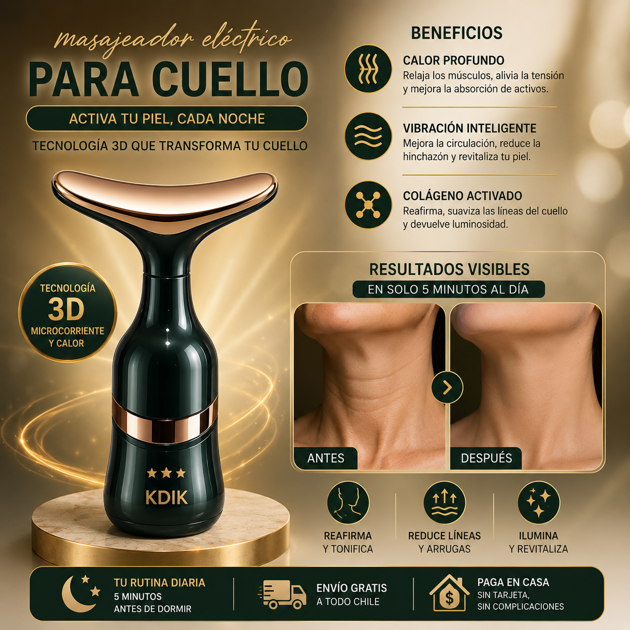 Masajeador facial uso en cuello y mandíbula Aminel