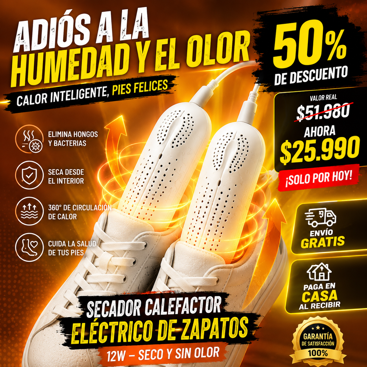 Secador calefactor eléctrico zapatos 12W Aminel producto principal