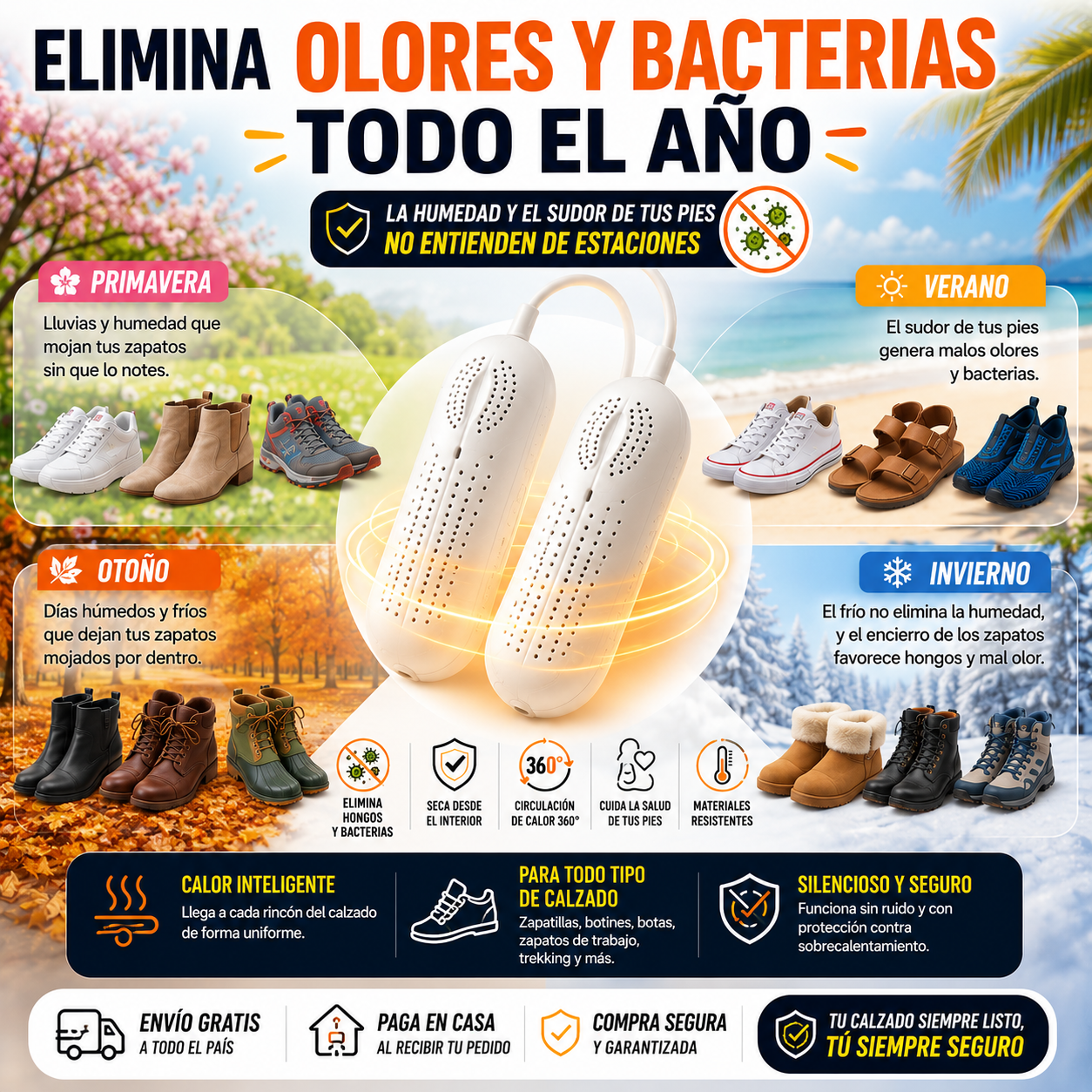 Secador eléctrico calzado 360 grados calor Aminel