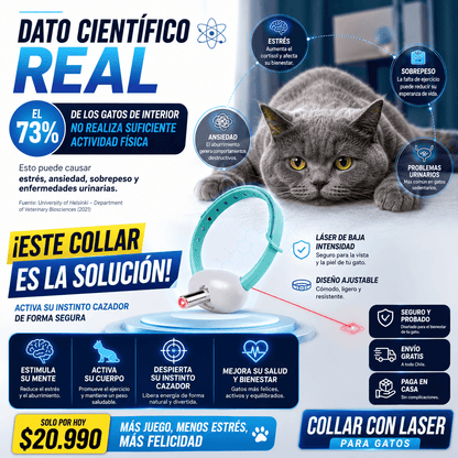 Collar Láser Interactivo para Gatos – Juego Automático 360° Recargable