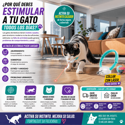 Collar Láser Interactivo para Gatos – Juego Automático 360° Recargable