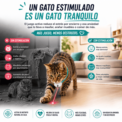 Collar Láser Interactivo para Gatos – Juego Automático 360° Recargable