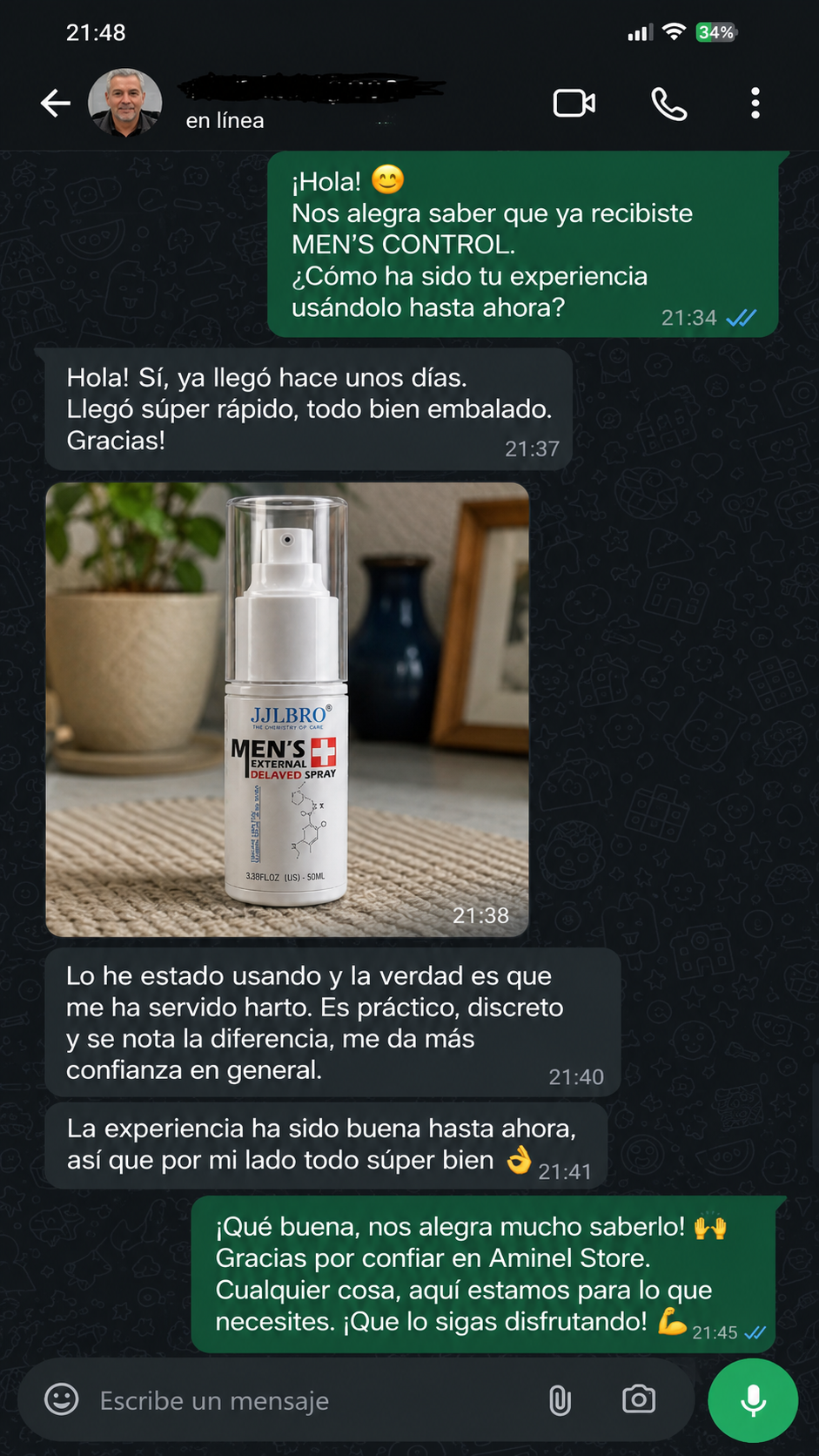 Opinión de cliente MEN’S CONTROL 1